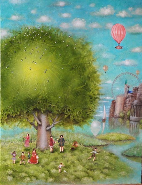 Malerei mit dem Titel "Adventure" von Lina Alchimavičienė, Original-Kunstwerk