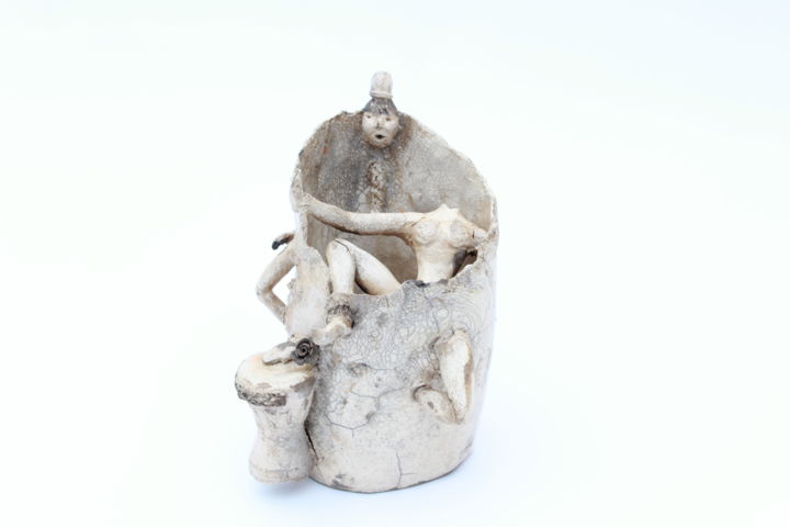 Escultura intitulada "Djembé" por Caroline Patón, Obras de arte originais, Cerâmica