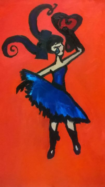 Painting titled "A Bailarina" by Lina Dalia, Original Artwork, Oil