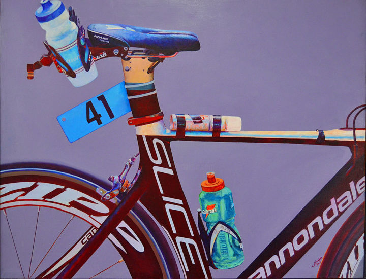 Painting titled "Bike 41" by Linaldo Cardoso, Original Artwork, Oil