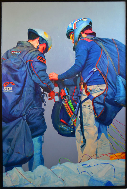 Pintura intitulada "Preparando o voo du…" por Linaldo Cardoso, Obras de arte originais, Óleo