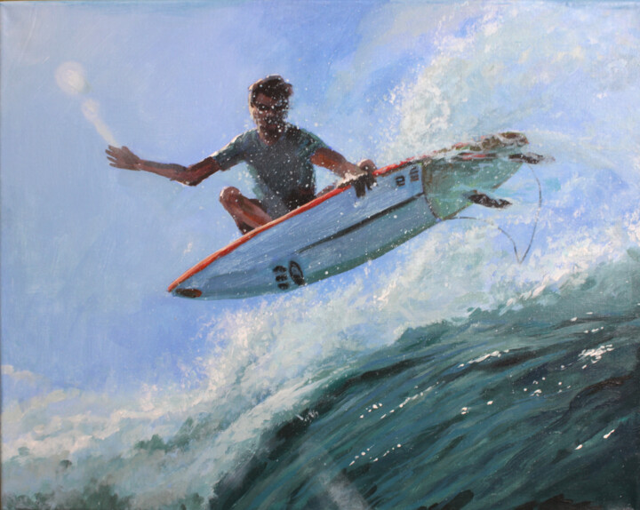 Картина под названием "SURFER №2. SERIES "…" - Linar Ganeew, Подлинное произведение искусства, Акрил Установлен на Деревянна…