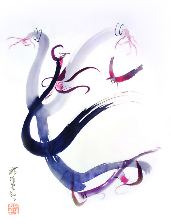 Painting titled "Master of the game…" by Lin Chen Zhong Xun (Linchen Chung Hsun), Original Artwork, Ink
