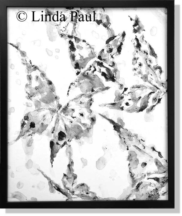 Painting titled "Black and White Abs…" by Linda Paul, Original Artwork, Ink Mounted on Wood Panel