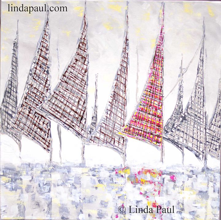 Painting titled "Sailing My way" by Linda Paul, Original Art, Acrylic
