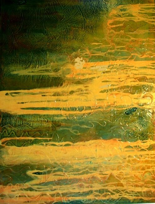 Painting titled "DESSERT MORNING" by Linda Arthurs, Original Artwork, Oil