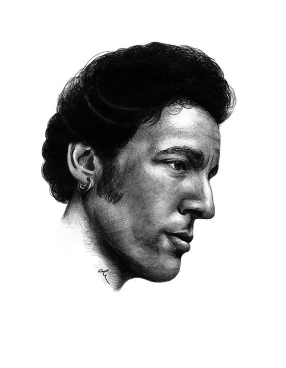 Drawing titled "Bruce Springsteen -…" by Lindsaynjh, Original Artwork, Ink