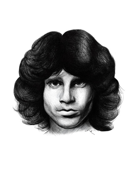 Drawing titled "Jim Morrison - Port…" by Lindsaynjh, Original Artwork, Ink