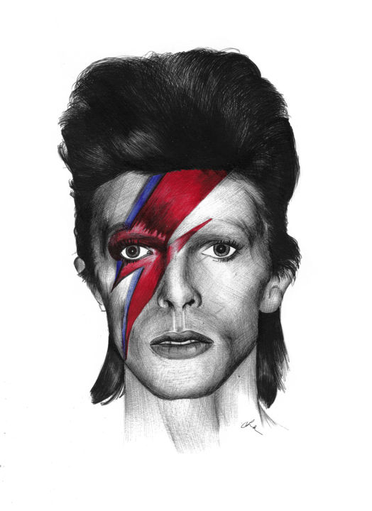 "David Bowie - Portr…" başlıklı Resim Lindsaynjh tarafından, Orijinal sanat, Mürekkep