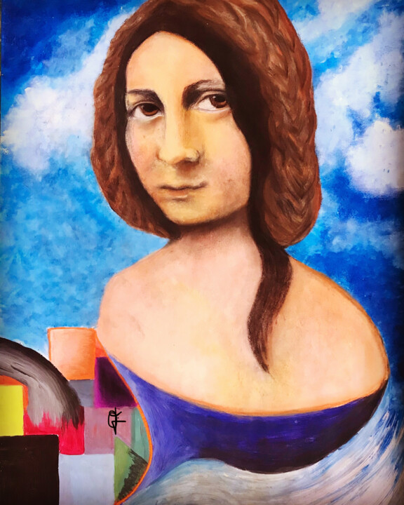 Painting titled "Genie" by Linda Omouri, Original Artwork, Acrylic
