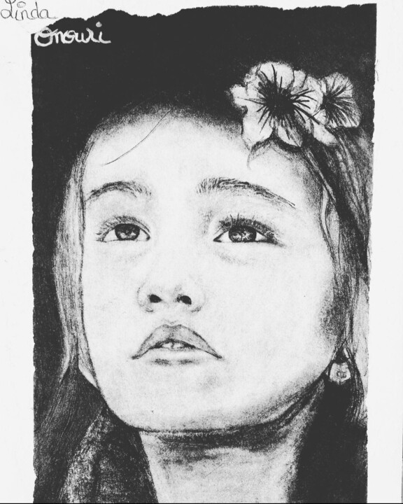 Dessin intitulée "Petite fille" par Linda Omouri, Œuvre d'art originale, Crayon