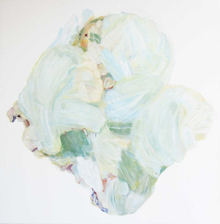 Malerei mit dem Titel "Stone flower" von Linda Vanden Abeele, Original-Kunstwerk, Öl