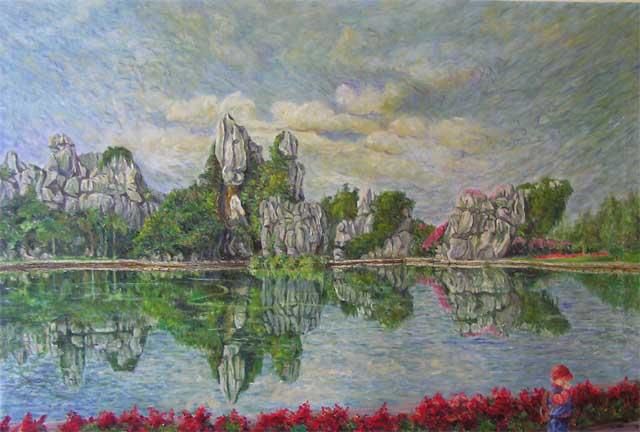 Pintura titulada "Reflection - S.1 -…" por Linda Chen, Obra de arte original, Oleo