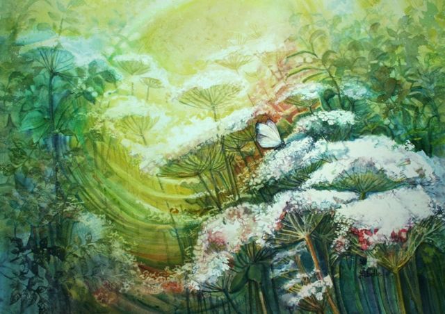 Peinture intitulée "L'été donne des ail…" par Linda Labelle, Œuvre d'art originale, Aquarelle