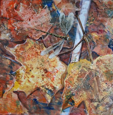 Peinture intitulée "Demoiselle d'automne" par Linda Labelle, Œuvre d'art originale, Acrylique