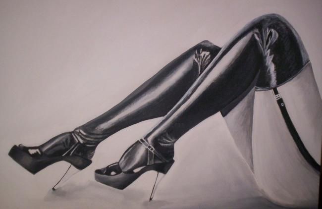 Peinture intitulée "Glass Heels" par Linda Obrien, Œuvre d'art originale