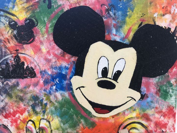 Pittura intitolato "Mickey loves lsd" da Linda Renner, Opera d'arte originale, Acrilico