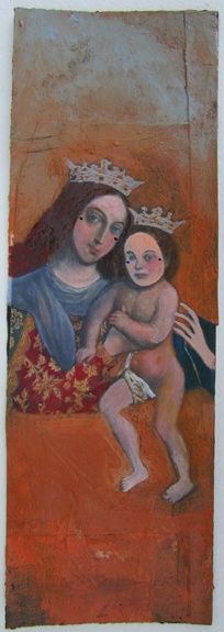 Pintura intitulada "Masked Madonna" por Linda Rosenfield, Obras de arte originais