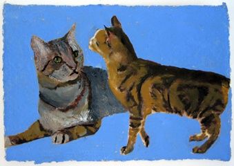 Painting titled "Cats" by Linda Rosenfield, Original Artwork