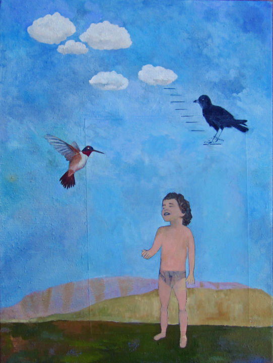 Digitale Kunst getiteld "Hummingbird" door Linda Rosenfield, Origineel Kunstwerk