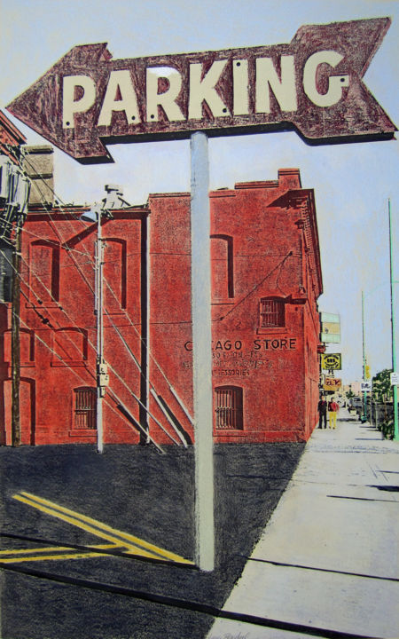 Картина под названием "Parking / Chicago S…" - Linda Rosenfield, Подлинное произведение искусства