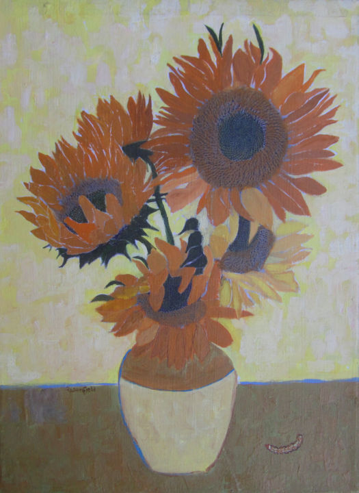 Schilderij getiteld "Homage to Vincent #…" door Linda Rosenfield, Origineel Kunstwerk, Olie