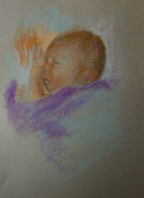 Pittura intitolato "My daughter sleeping" da L.Jakobsson, Opera d'arte originale