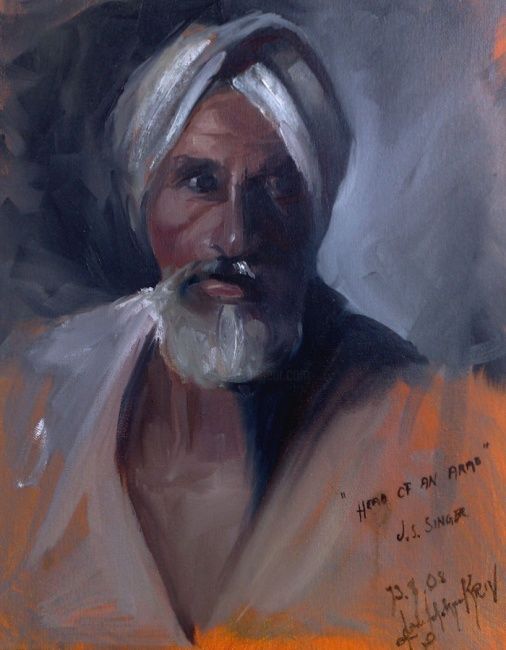 Pintura titulada "Head of an arab(pai…" por L.Jakobsson, Obra de arte original