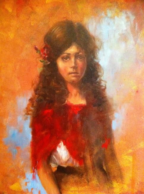 Painting titled "Girl" by L.Jakobsson, Original Artwork