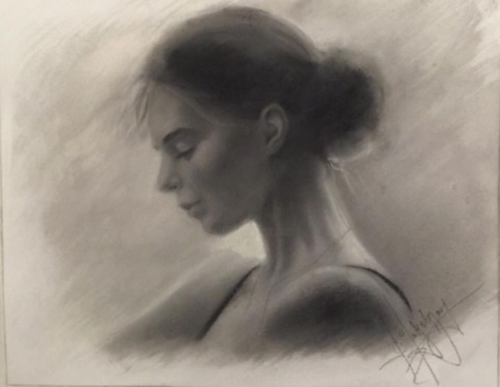 Drawing titled "Bw study" by L.Jakobsson, Original Artwork, Charcoal