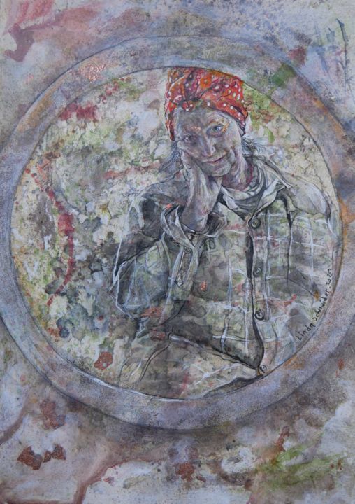 Drawing titled "In a Circle" by Linda Schneider, Original Art, Graphite
