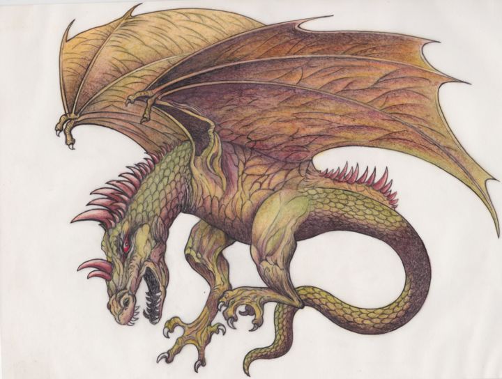 Painting titled "dragon-couv.jpg" by Line-Rose, Original Artwork