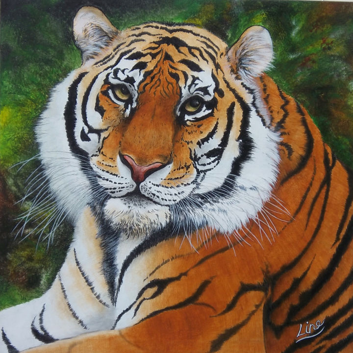 Peinture intitulée "tigre1jpeg.jpg" par Line-Rose, Œuvre d'art originale