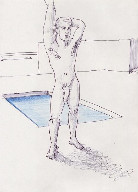 Peinture intitulée "pool boy 2" par Linearion, Œuvre d'art originale, Huile