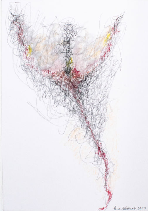 Dessin intitulée "Danse nuptiale" par Line Blouin, Œuvre d'art originale, Crayon