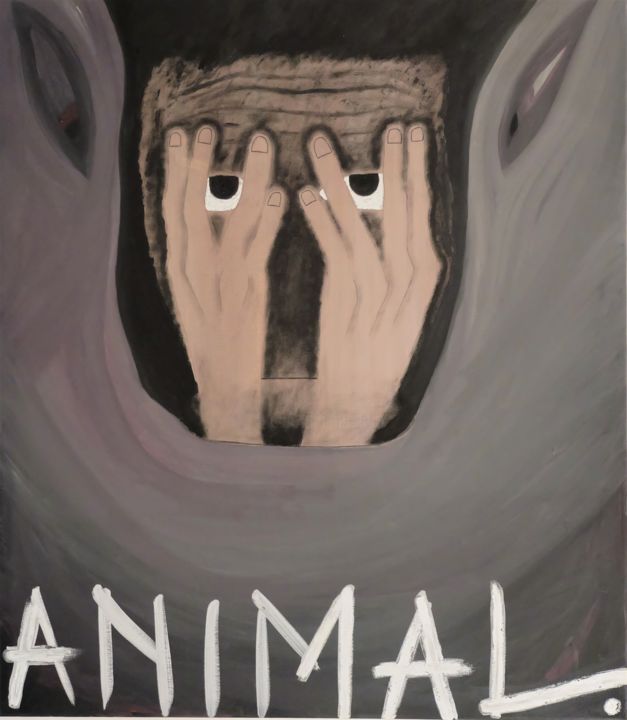 Painting titled "Animal" by Linedot, Original Artwork, Acrylic