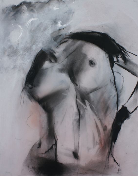 Painting titled "Fog" by Linet Andrea, Original Artwork, Charcoal