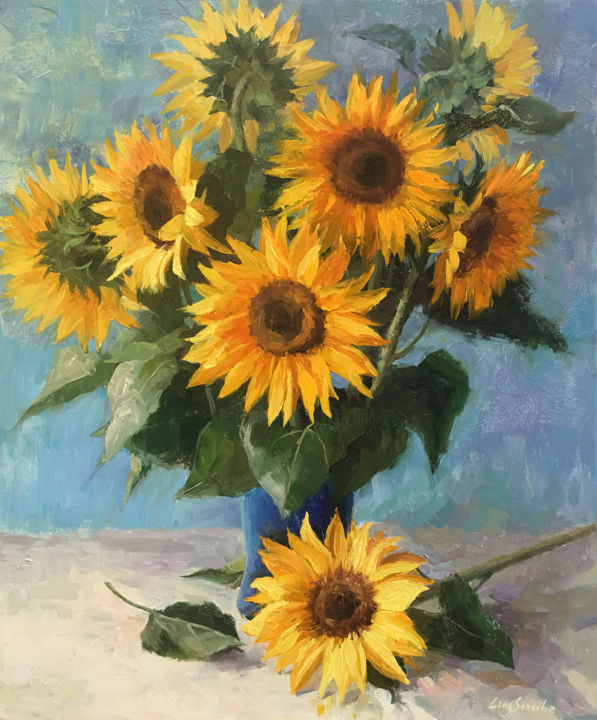 The Sunflower, Painting by Ling Strube  Artmajeur