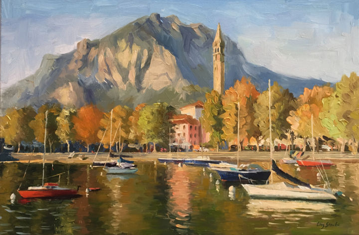 Malerei mit dem Titel "Italy Landscape" von Ling Strube, Original-Kunstwerk, Öl