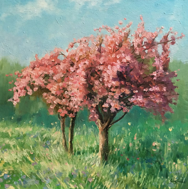Painting titled "Spring Fairy Tail" by Ling Strube, Original Artwork, Oil