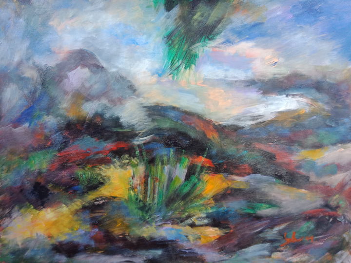Pittura intitolato "Landscape out Space" da Linh Le Hai, Opera d'arte originale, Acrilico