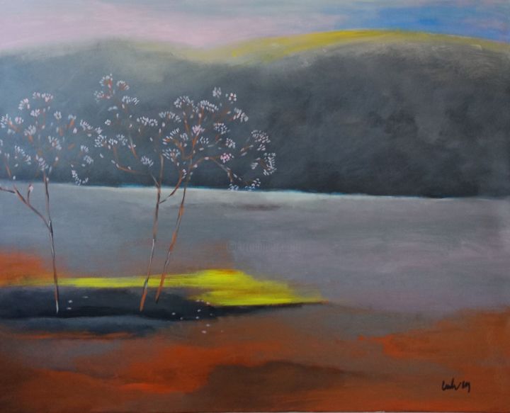 Pintura titulada "Sun in the Winter" por Linh Le Hai, Obra de arte original, Acrílico