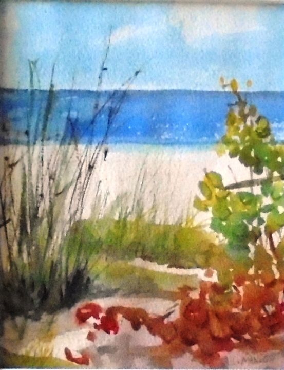 Painting titled "Florida beach" by Lin Manlow, Original Art,