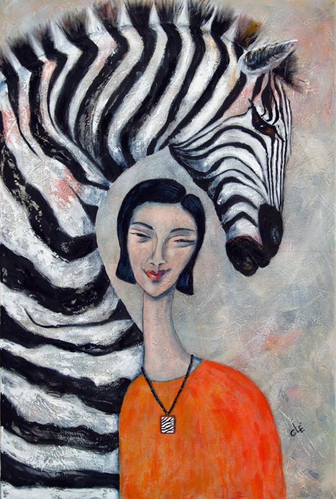 Painting titled "My faithful friend" by Carina Linné, Original Artwork, Acrylic