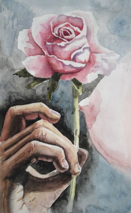 Malerei mit dem Titel "Delicate scent" von Portaluppi, Original-Kunstwerk, Aquarell