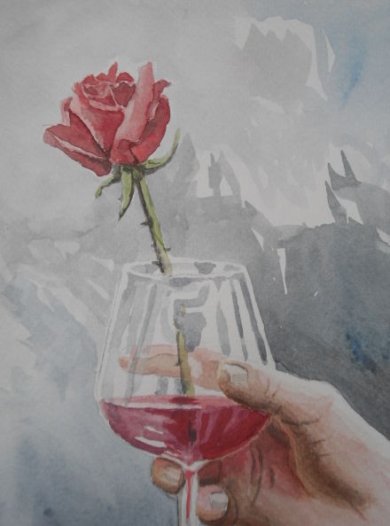 Malerei mit dem Titel "le vin est délicat…" von Portaluppi, Original-Kunstwerk, Aquarell
