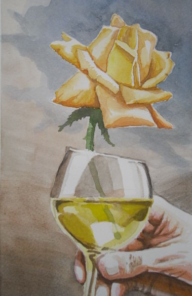 Peinture intitulée "wine fragrance" par Portaluppi, Œuvre d'art originale, Aquarelle