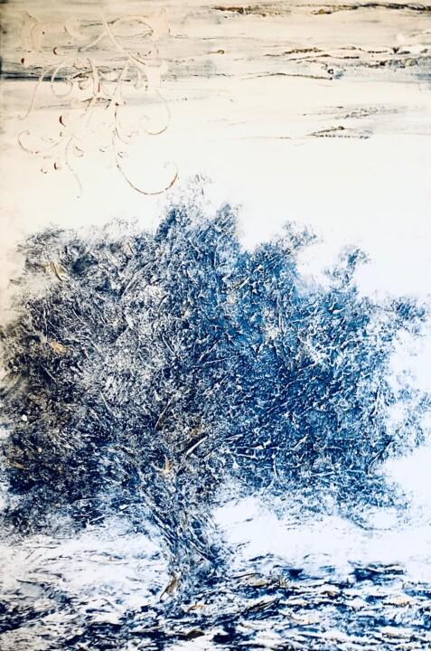 Painting titled "Albero nella neve" by Lino Scerbo, Original Artwork, Acrylic Mounted on Wood Stretcher frame