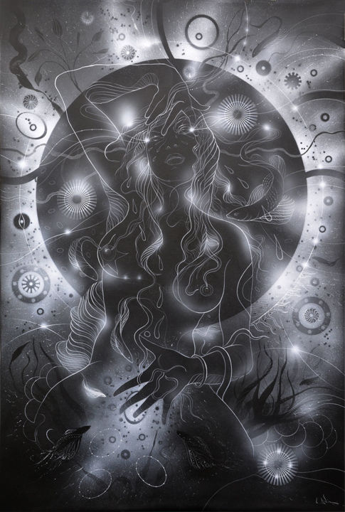 Peinture intitulée "Black Venus" par Lino Di Vinci, Œuvre d'art originale, Acrylique
