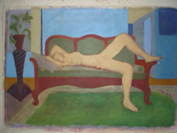 Painting titled "Belle al Reposa" by Lorraine Inzalaco, Original Artwork, Oil